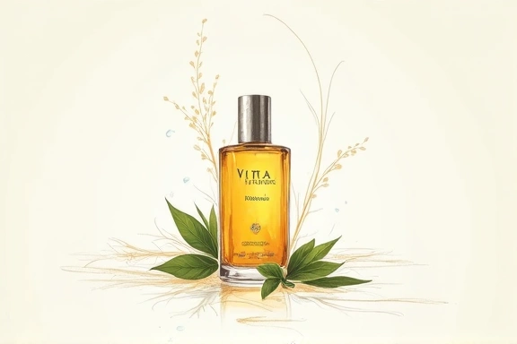 Early concept drawing of VitaVox's first product bottle with natural elements, symbolizing the brand's origin.